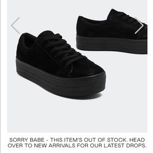 Black suede platform shoes